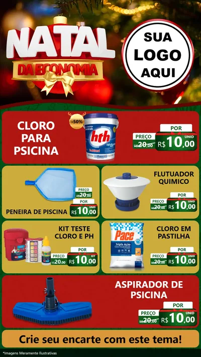 Modelo de TV para TV Vertical com o tema Natal da Economia para Produtos para Piscina
