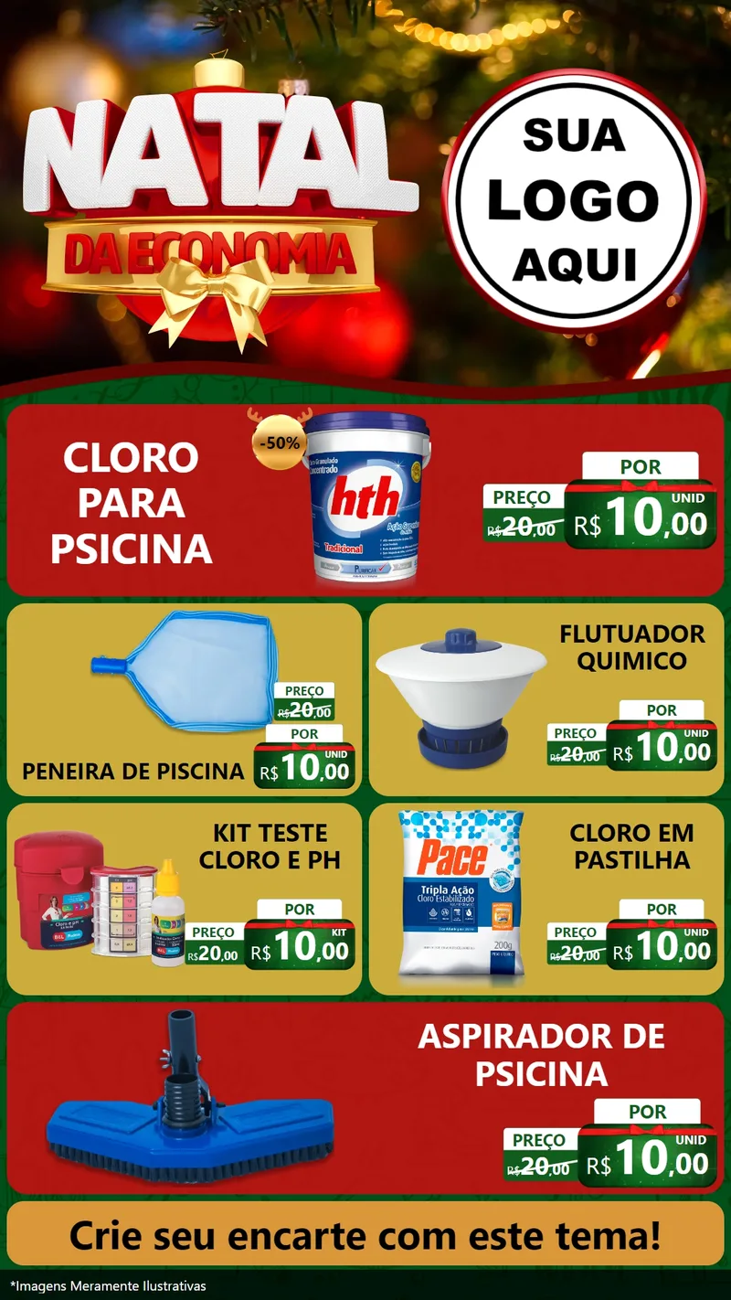 Modelo de TV para TV Vertical com o tema Natal da Economia para Produtos para Piscina
