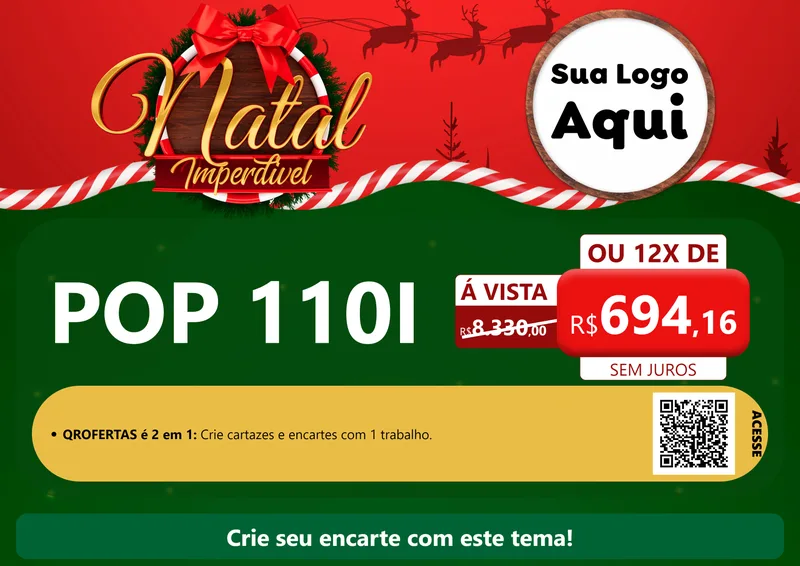 Modelo de Cartaz para Cartaz A4 Horizontal com o tema Natal Imperdível para Concessionaria de Motos
