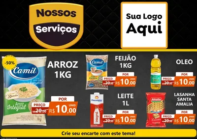 Modelo de Encarte para Encarte A4 Horizontal com o tema Nossos Serviços para Supermercado