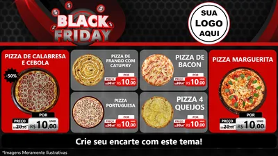 Modelo de TV para TV Horizontal com o tema Black Friday para Pizzaria