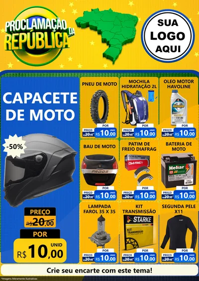 Modelo de Encarte para Encarte A4 Vertical com o tema Proclamação da República para Moto peças