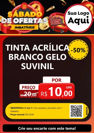Modelo de Cartaz para Cartaz A4 Vertical com o tema Sábado de Ofertas Imbatíveis para Tintas e Ferramentas