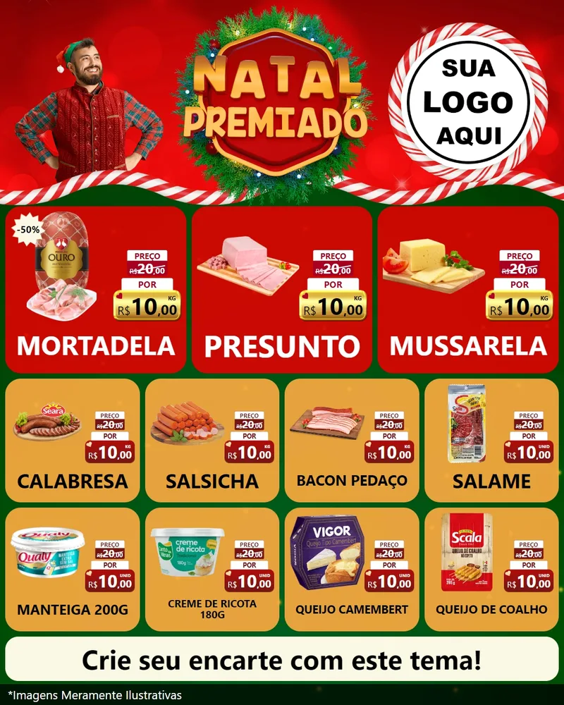 Modelo de Rede Social para Feed Instagram com o tema Natal Premiado para Frios e Laticínios