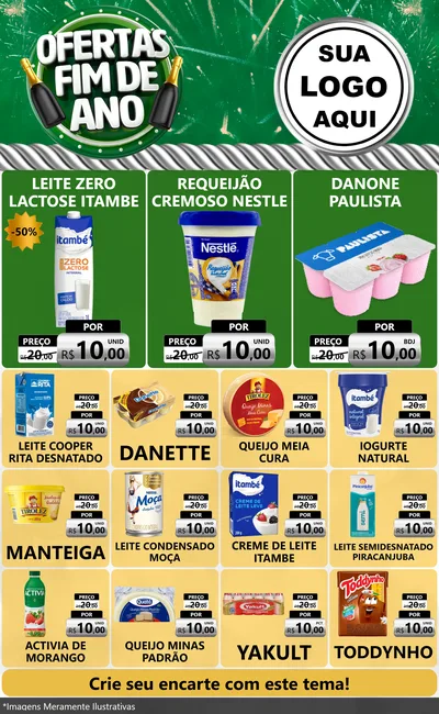 Modelo de Encarte para Encarte Grande com o tema Ofertas Fim de Ano para Frios e Laticínios