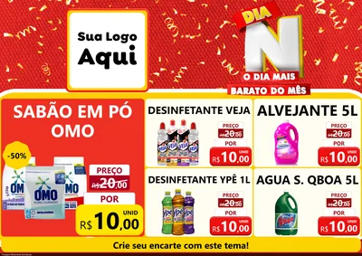 Modelo de Encarte para Encarte A4 Horizontal com o tema Dia N o Dia Mais Barato do Mês para Produtos de Limpeza