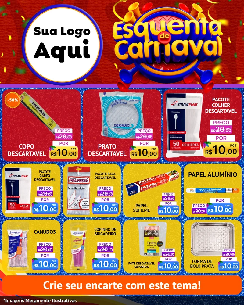 Modelo de Rede Social para Feed Instagram com o tema Esquenta de Carnaval para Embalagens