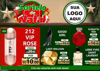 Modelo de Encarte para Encarte A4 Horizontal com o tema Sorteio de Natal para Perfumes