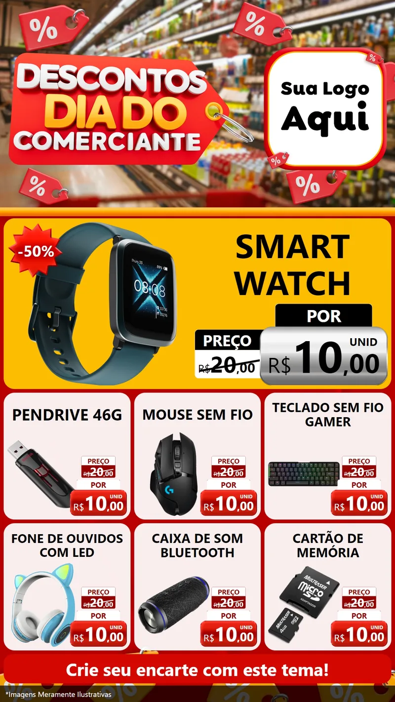 Modelo de Rede Social para Stories com o tema Descontos Dia do Comerciante para Informática