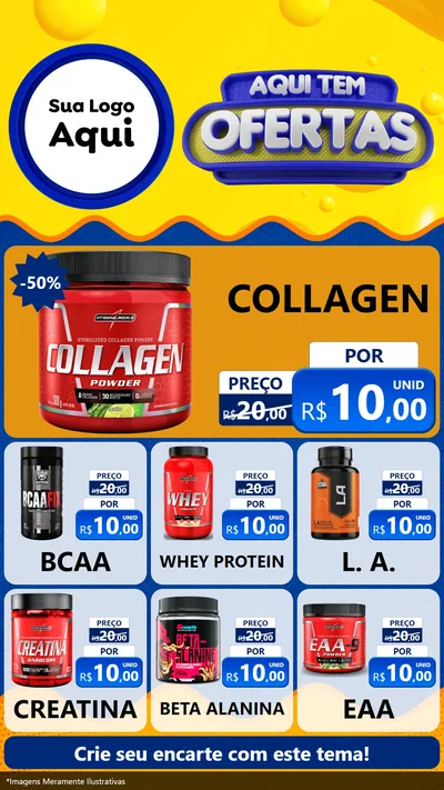 Modelo de Rede Social para Stories com o tema Aqui Tem Ofertas para Suplementos alimentares