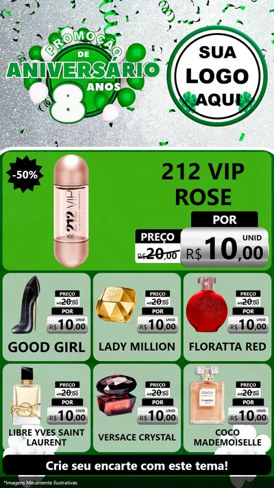 Modelo de Rede Social para Stories com o tema Promoção de Aniversário - 8 Anos para Perfumes