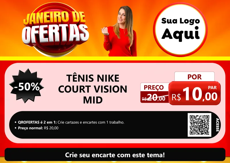 Modelo de Cartaz para Cartaz A4 Horizontal com o tema Janeiro de Ofertas para Calçados