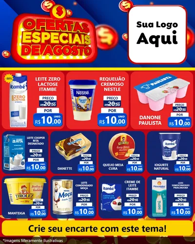 Modelo de Rede Social para Feed Instagram com o tema Ofertas Especiais de Agosto para Frios e Laticínios
