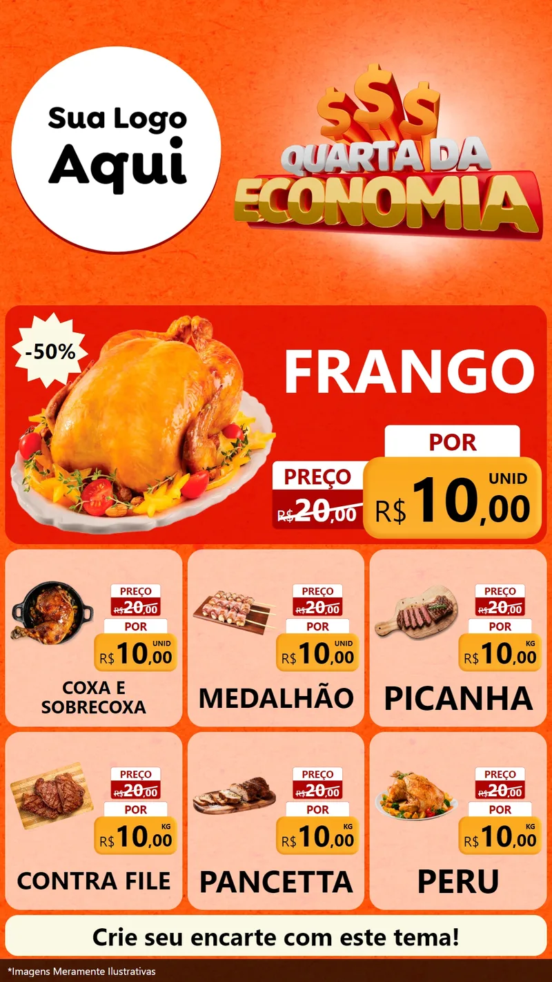 Modelo de Rede Social para Stories com o tema Quarta da Economia para Assados