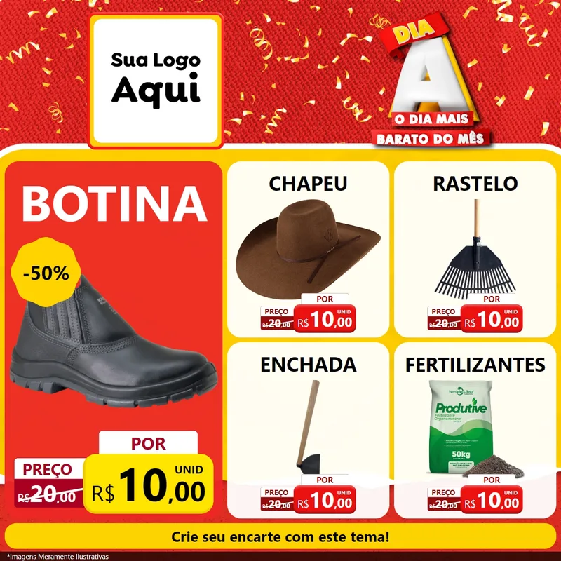 Modelo de Rede Social para Feed Facebook com o tema Dia A o Dia Mais Barato do Mês para Agropecuária