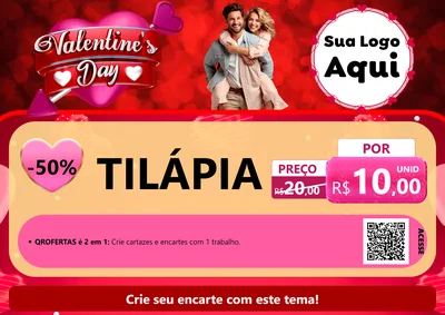 Modelo de Cartaz para Cartaz A4 Horizontal com o tema Valentine's Day para Peixaria