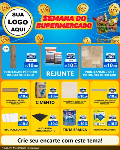 Modelo de Rede Social para Feed Instagram com o tema Semana do Supermercado para Pisos e revestimentos