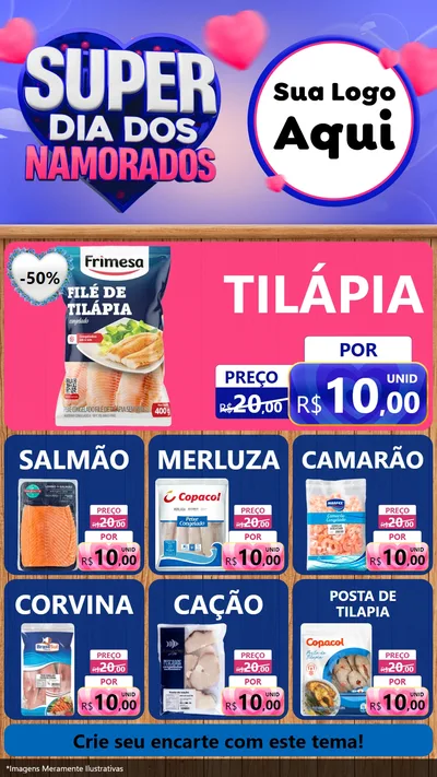 Modelo de Rede Social para Stories com o tema Super Dia dos Namorados para Peixaria