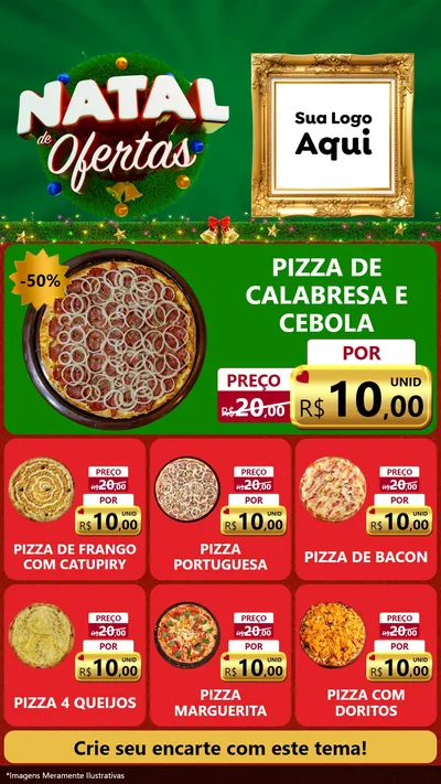 Modelo de Rede Social para Stories com o tema Natal de Ofertas para Pizzaria