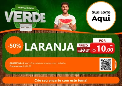 Modelo de Cartaz para Cartaz A4 Horizontal com o tema Quinta e Sexta Verde para Hortifrúti