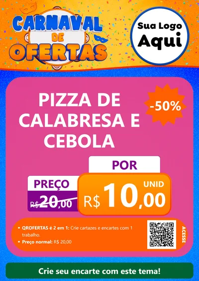 Modelo de Cartaz para Cartaz A4 Vertical com o tema Carnaval de Ofertas para Pizzaria
