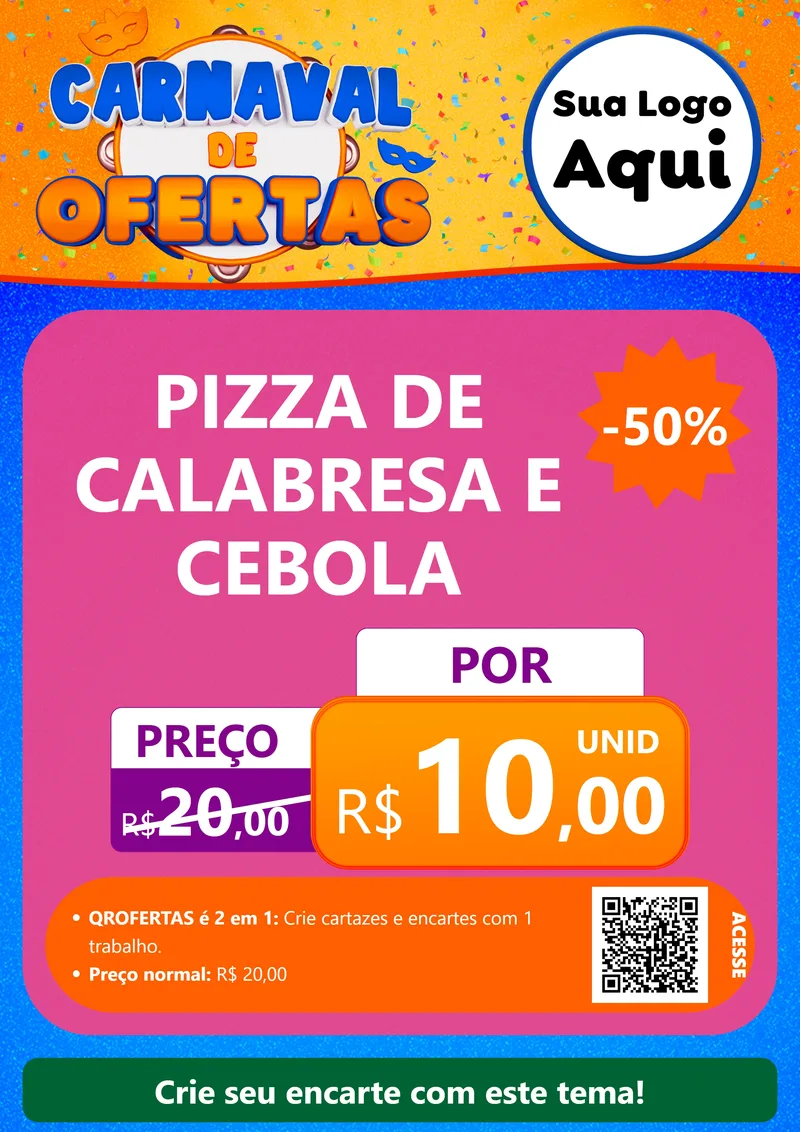 Modelo de Cartaz para Cartaz A4 Vertical com o tema Carnaval de Ofertas para Pizzaria