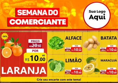 Modelo de Encarte para Encarte A4 Horizontal com o tema Semana do Comerciante para Hortifrúti