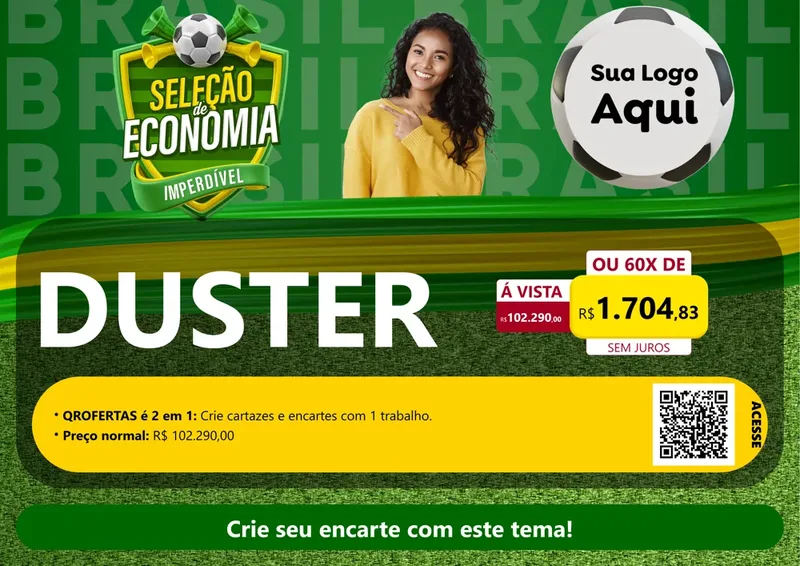 Modelo de Cartaz para Cartaz A4 Horizontal com o tema Seleção de Economia - Copa para Concessionaria de Carros