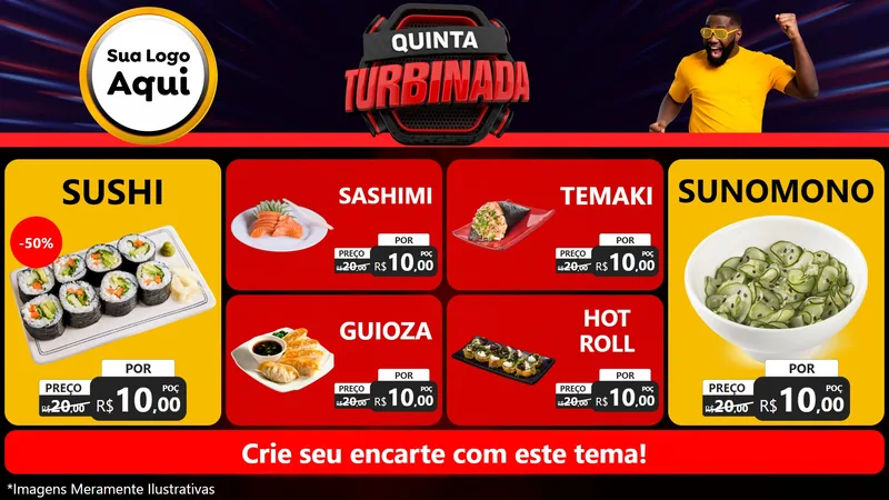 Modelo de TV para TV Horizontal com o tema Quinta Turbinada para Comida japonesa