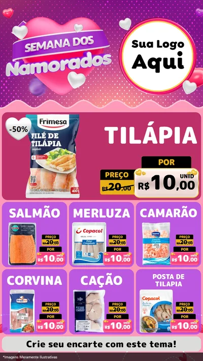 Modelo de Rede Social para Stories com o tema Semana dos Namorados para Peixaria