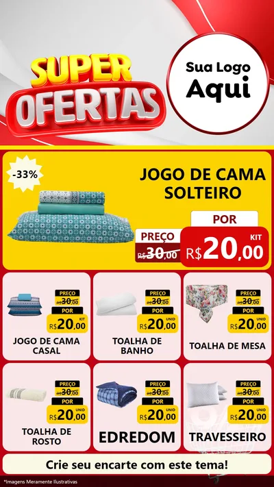 Modelo de Rede Social para Stories com o tema Super Ofertas para Cama, Mesa e Banho
