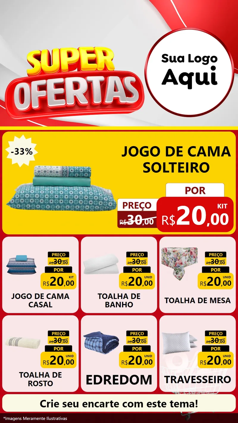Modelo de Rede Social para Stories com o tema Super Ofertas para Cama, Mesa e Banho