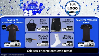 Modelo de TV para TV Horizontal com o tema Promoção de Aniversário - 25 Anos para Roupas e acessórios