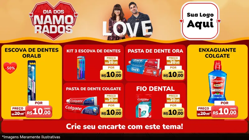 Modelo de TV para TV Horizontal com o tema Dia dos Namorados para Higiene Pessoal