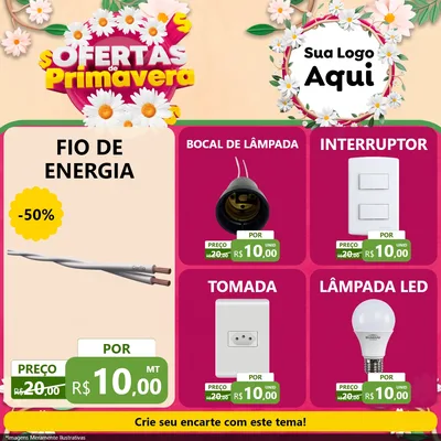 Modelo de Rede Social para Feed Facebook com o tema Ofertas de Primavera para Materiais Elétricos