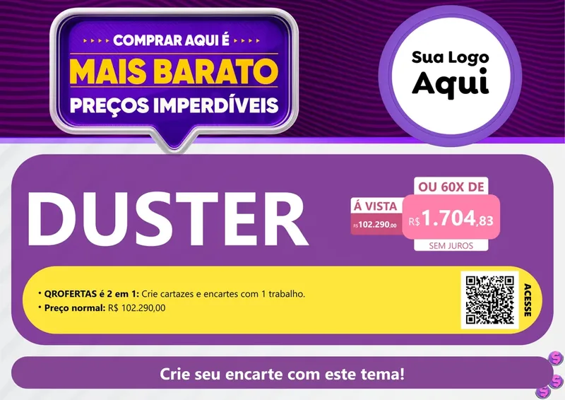Modelo de Cartaz para Cartaz A4 Horizontal com o tema Mais Barato para Concessionaria de Carros