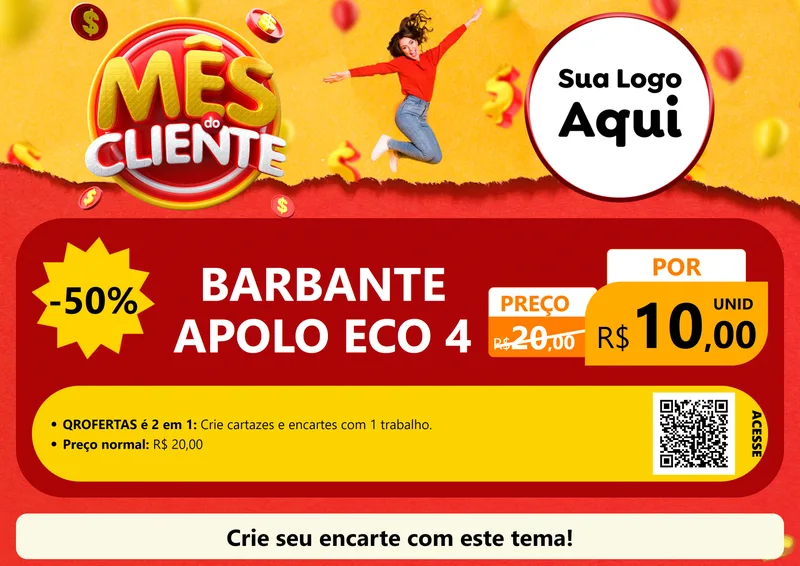 Modelo de Cartaz para Cartaz A4 Horizontal com o tema Mês do Cliente para Armarinho e Aviamentos