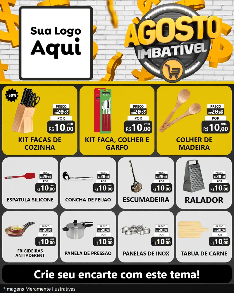 Modelo de Rede Social para Feed Instagram com o tema Agosto imbatível para Utilidades Domésticas