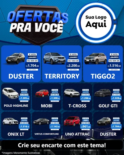 Modelo de Rede Social para Feed Instagram com o tema Ofertas Para Você - Auto e Motopeças para Concessionaria de Carros