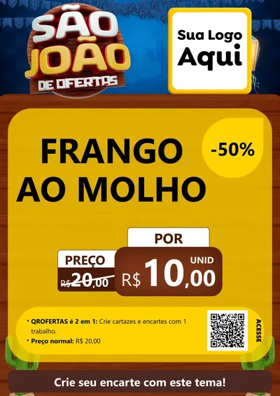 Modelo de Cartaz para Cartaz A4 Vertical com o tema São João Ofertas Imbatíveis! - Junina para Restaurante