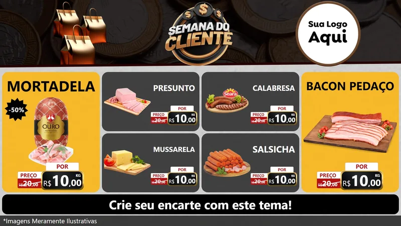 Modelo de TV para TV Horizontal com o tema Semana do Cliente para Frios e Laticínios