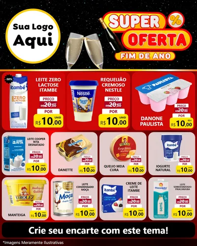 Modelo de Rede Social para Feed Instagram com o tema Super Oferta Fim de Ano para Frios e Laticínios