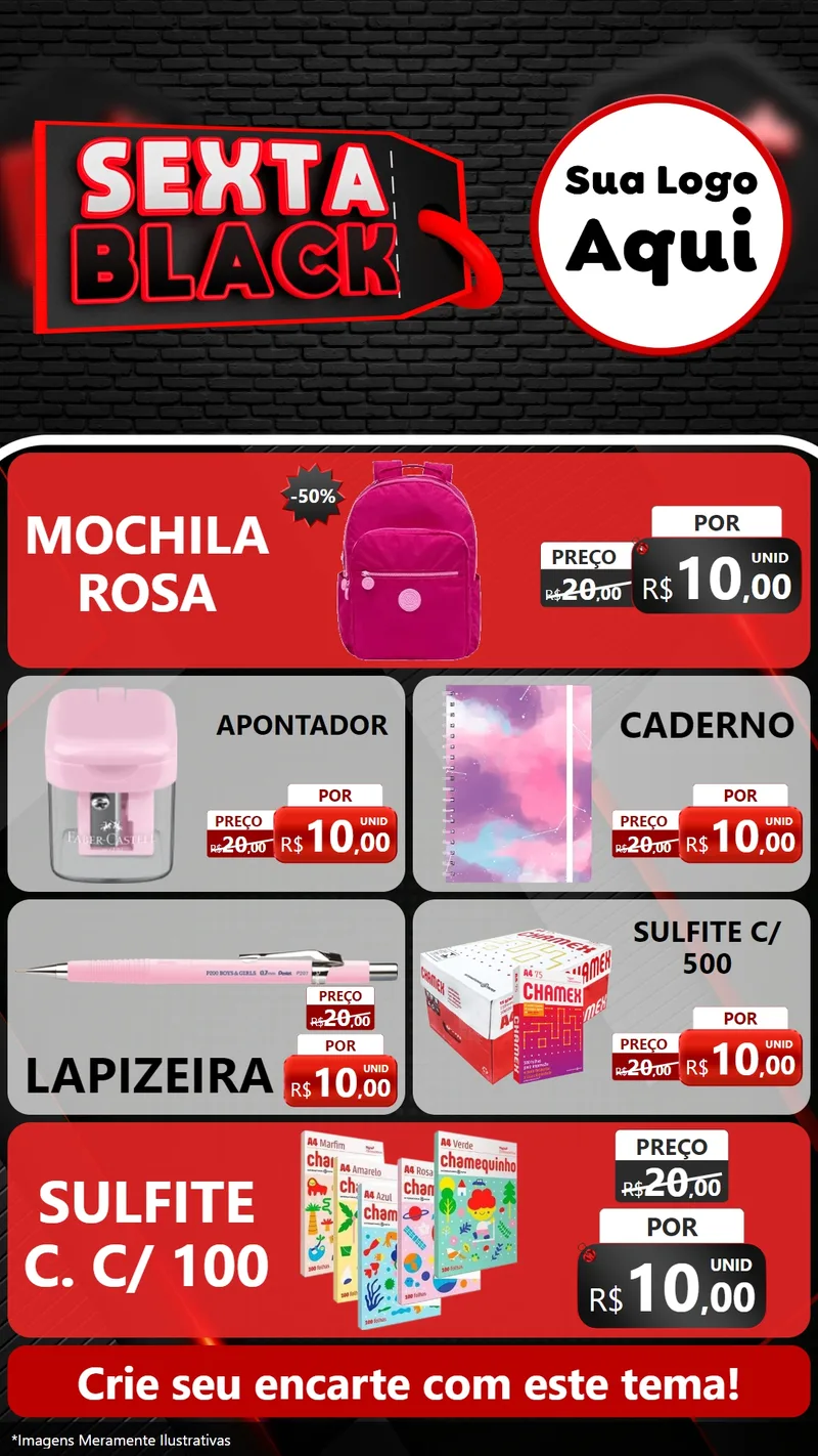 Modelo de TV para TV Vertical com o tema Sexta Black para Papelaria