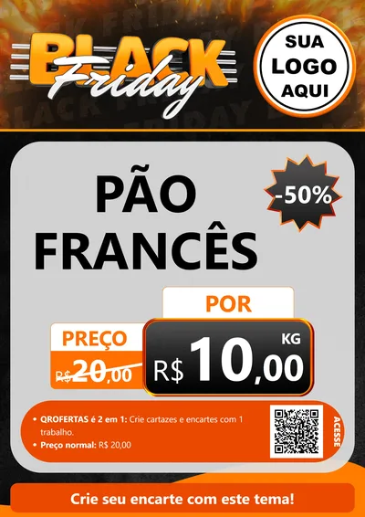 Modelo de Cartaz para Cartaz A4 Vertical com o tema Black Friday para Padaria