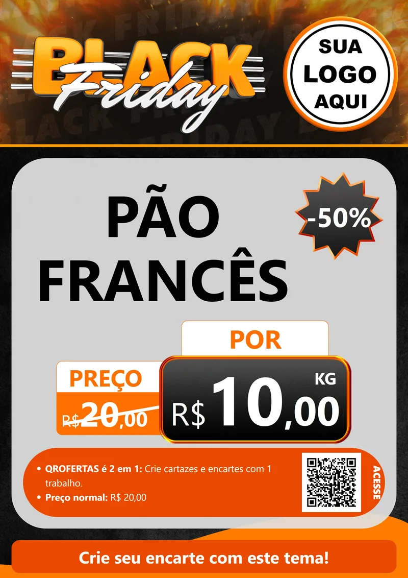 Modelo de Cartaz para Cartaz A4 Vertical com o tema Black Friday para Padaria