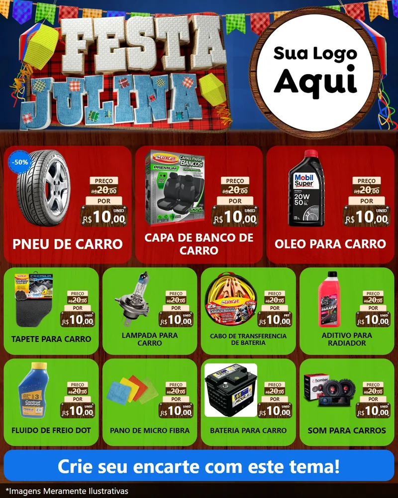 Modelo de Rede Social para Feed Instagram com o tema Festa Julina para Auto peças