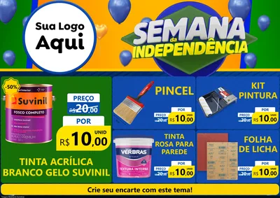 Modelo de Encarte para Encarte A4 Horizontal com o tema Semana da Independência para Tintas e Ferramentas