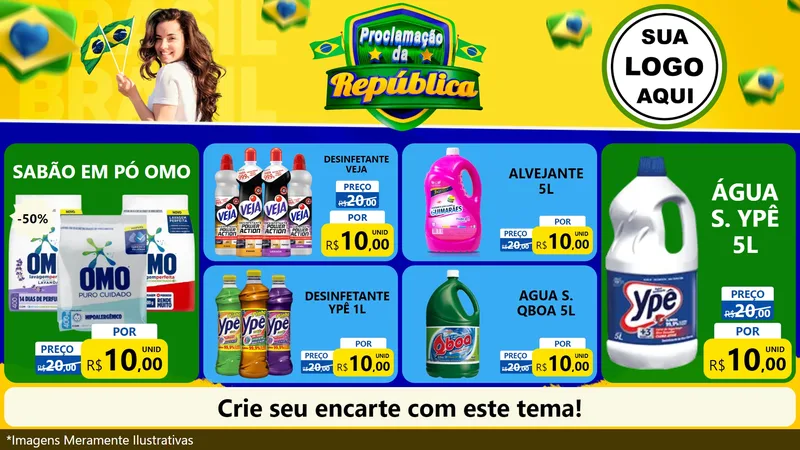 Modelo de TV para TV Horizontal com o tema Proclamação da República para Produtos de Limpeza