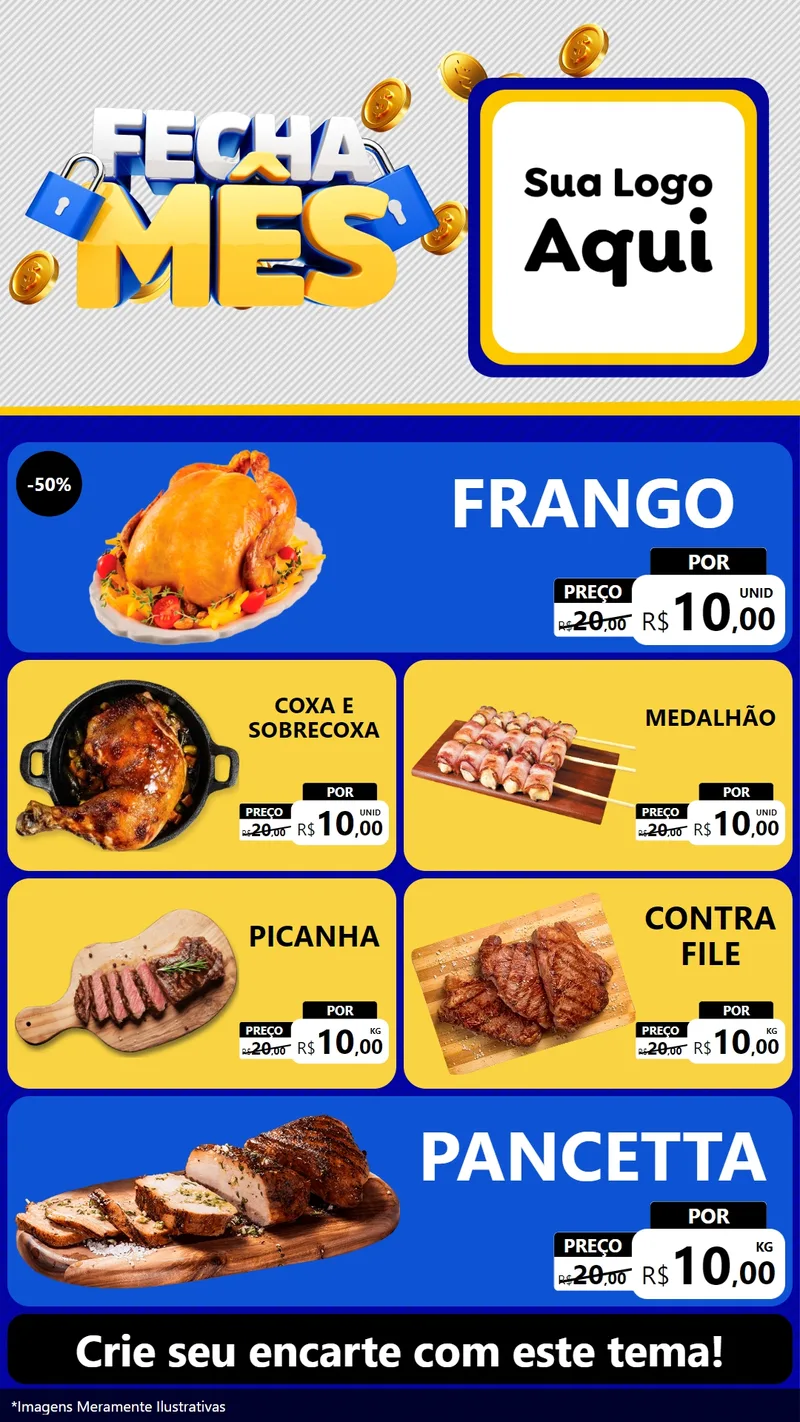 Modelo de TV para TV Vertical com o tema Fecha Mês para Assados