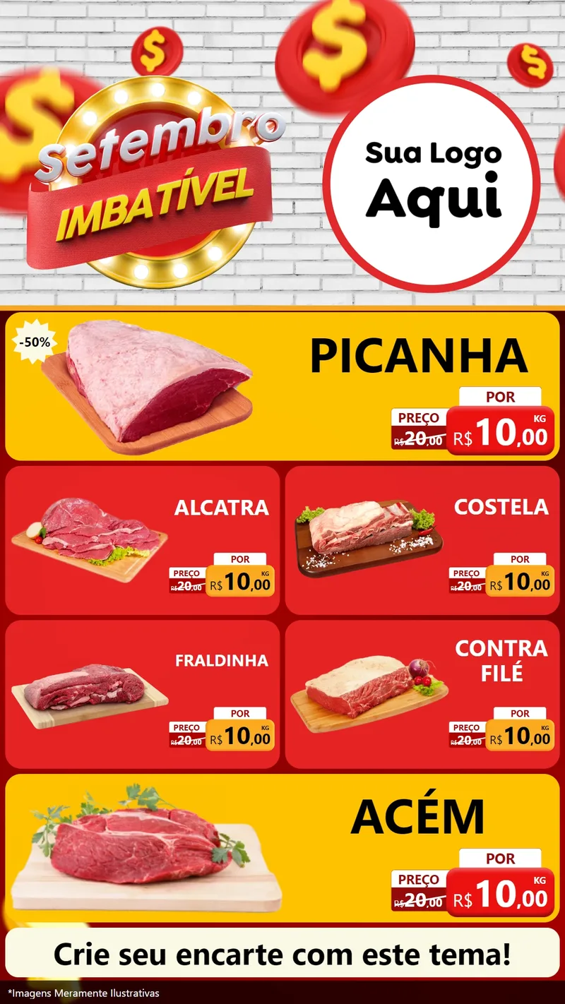 Modelo de TV para TV Vertical com o tema Setembro Imbatível para Açougue